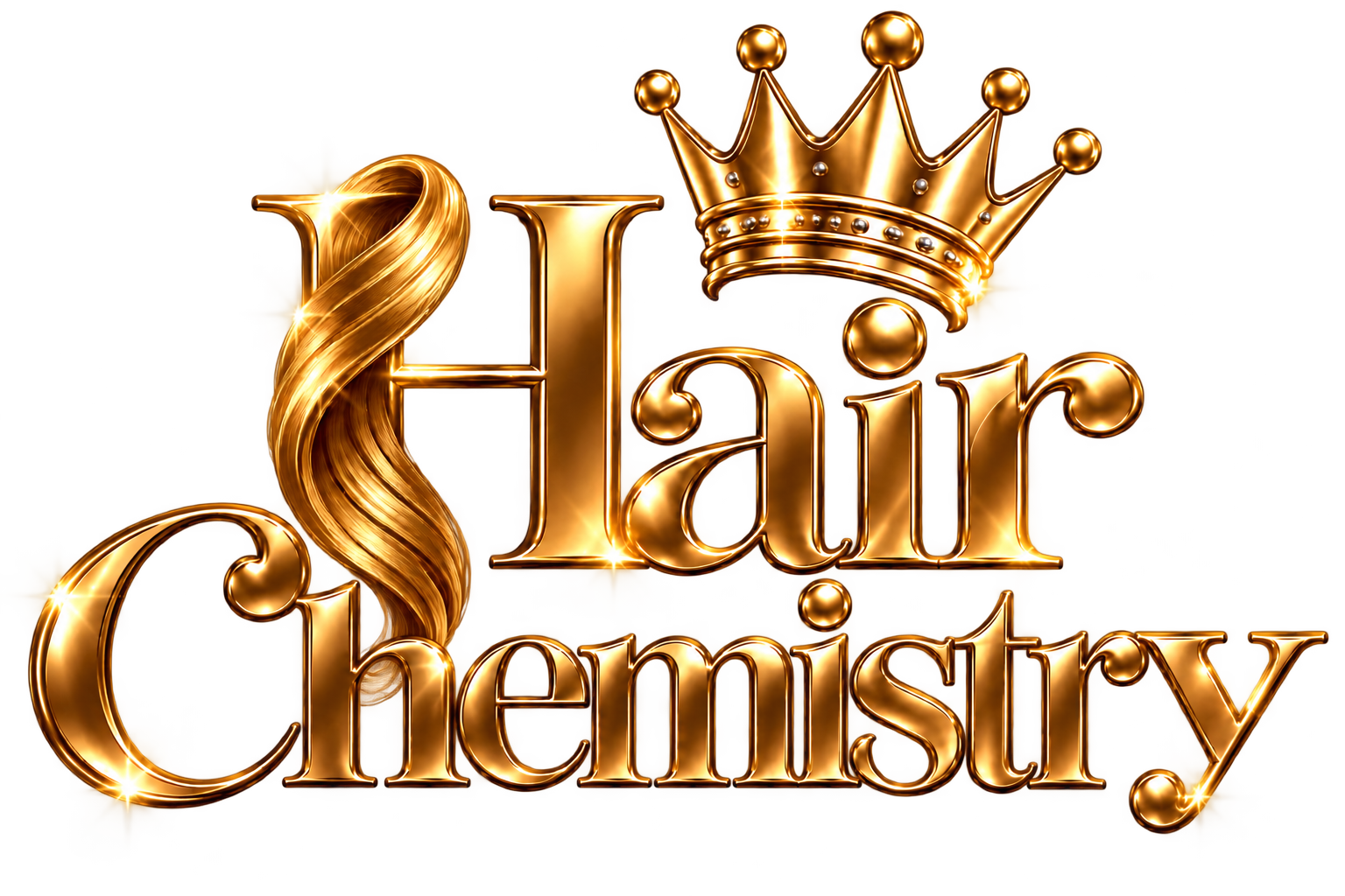 Hair Chemistry gold crowned logo